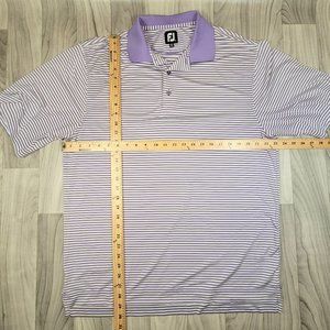 FJ Footjoy Golf Polo Shirt Men’s Size L Purple & White Striped